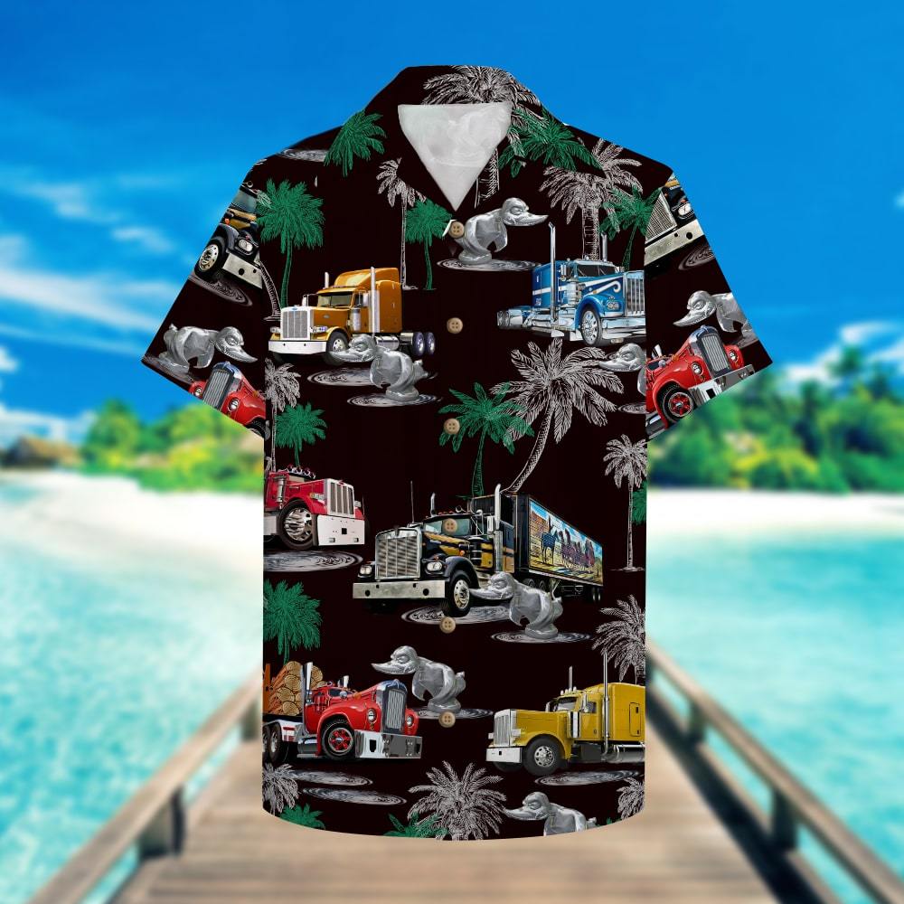 Trucker Truck Pattern Hawaiian Shirt