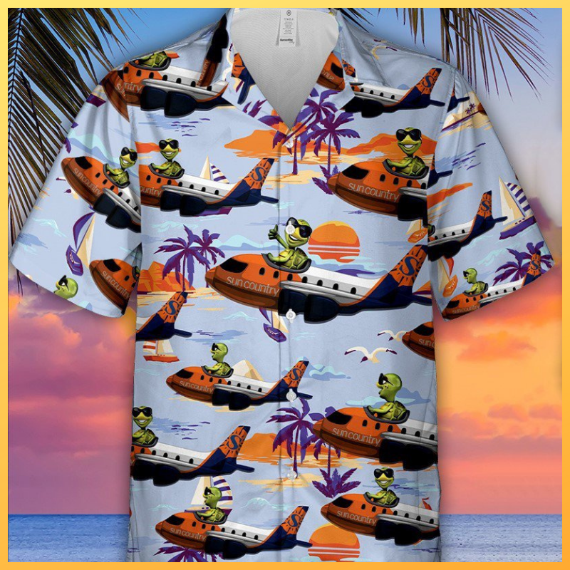 Turtle Driving plane Hawaiian shirt 1
