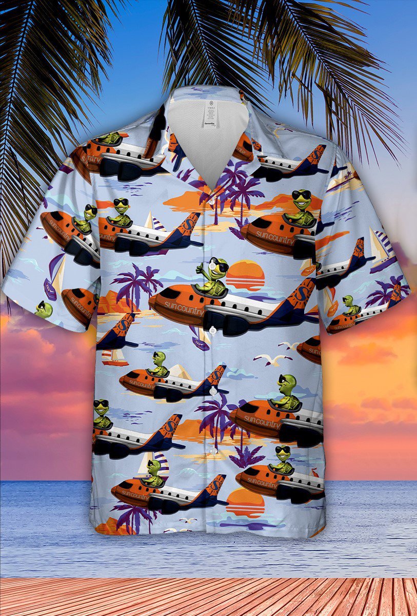 Turtle Driving plane Hawaiian shirt