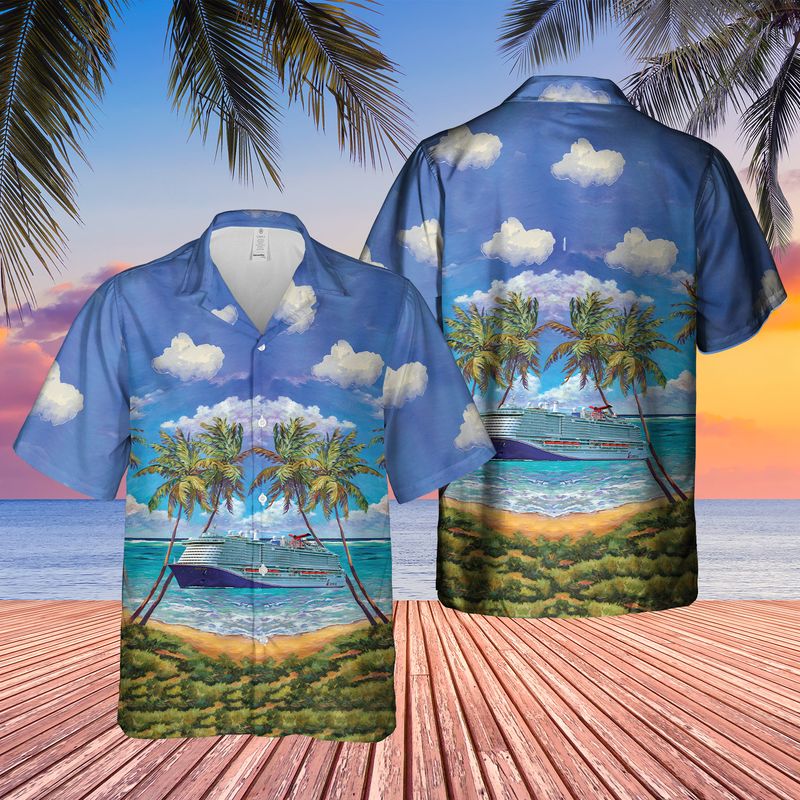 US Cruise Ship Mardi Gras Caribbean Hawaiian Shirt and Short1