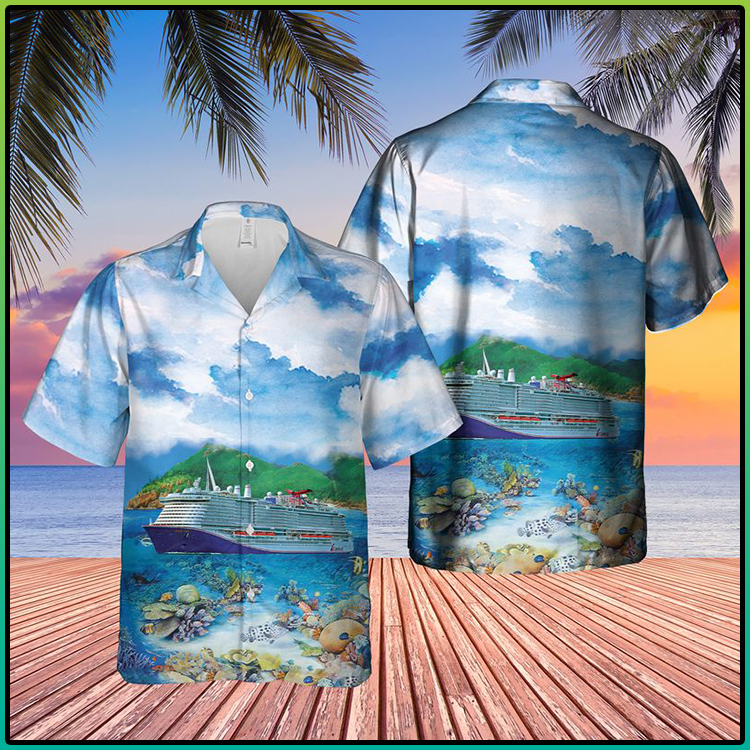 US Cruise Ship Mardi Gras Ocean Life Hawaiian Shirt and Short3