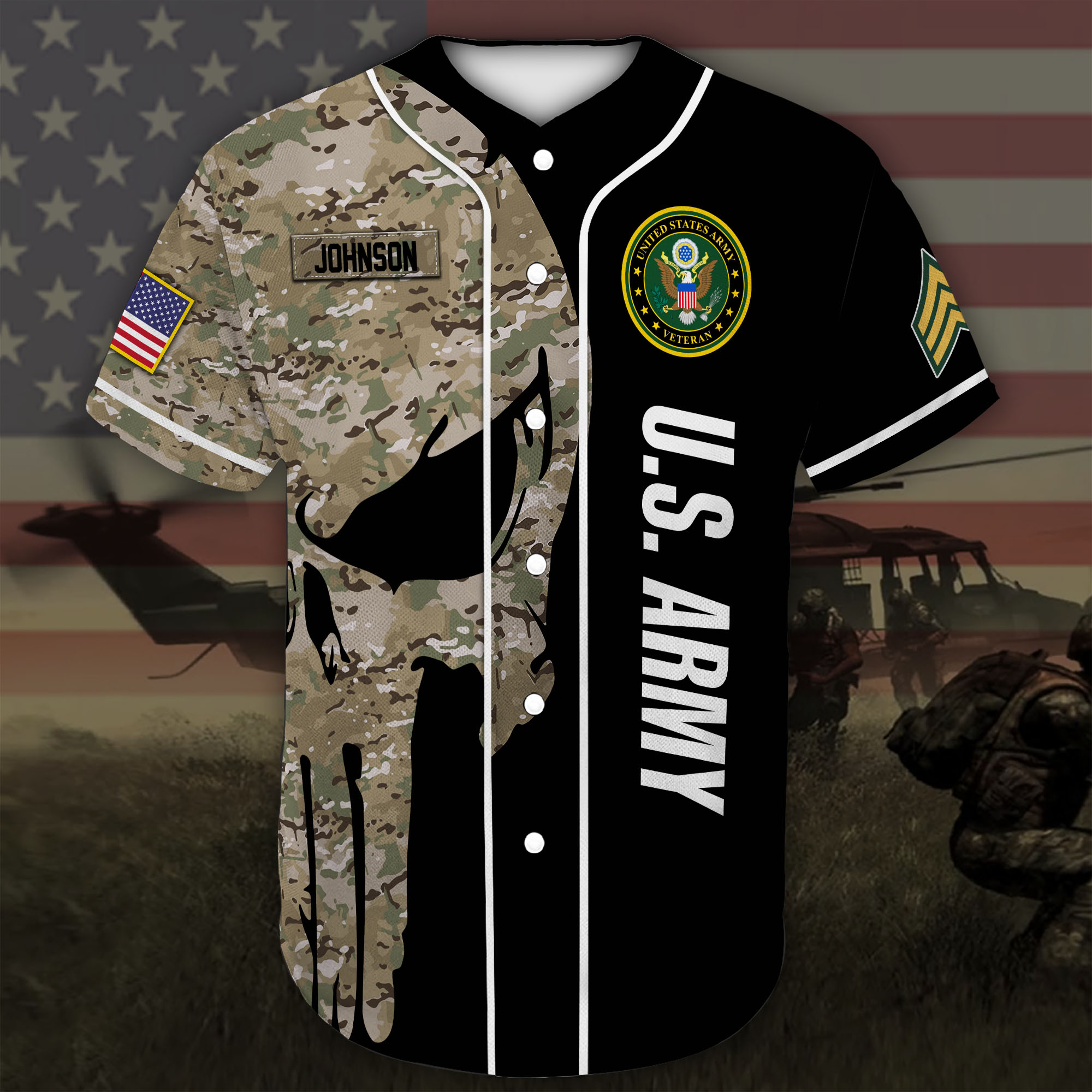 United States Army Veteran custom name baseball shirt 1