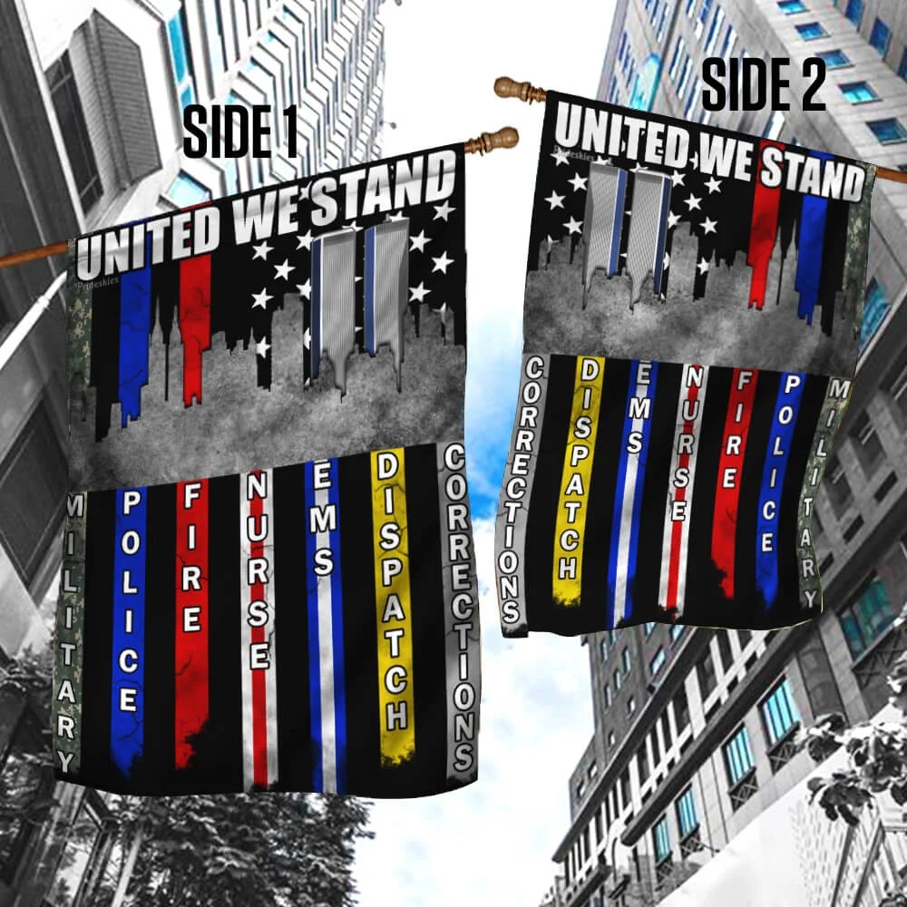 United We Stand military police fire nurse ems dispatch corrections flag 4