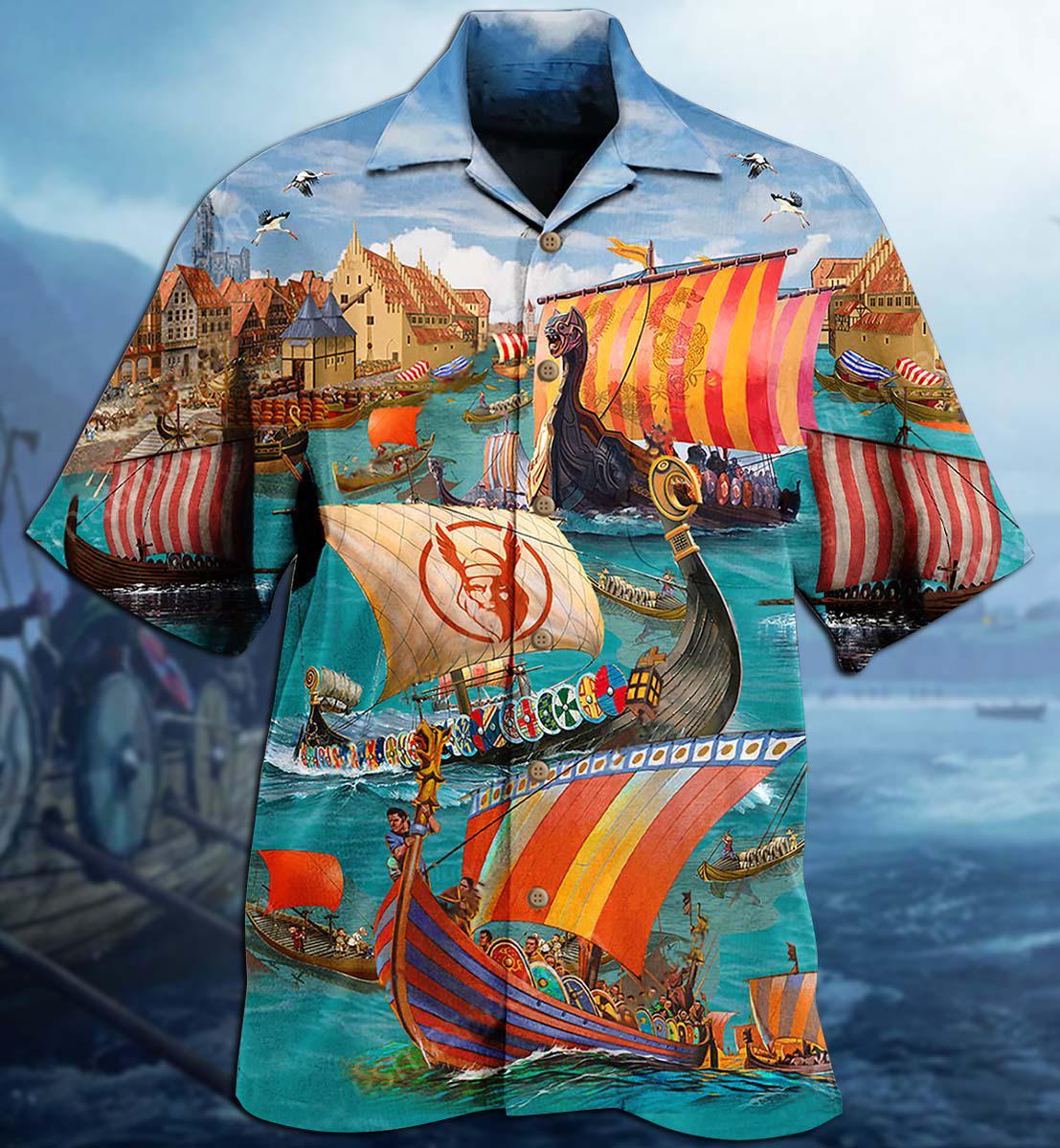 Viking sail let war Hawaiian shirt 1