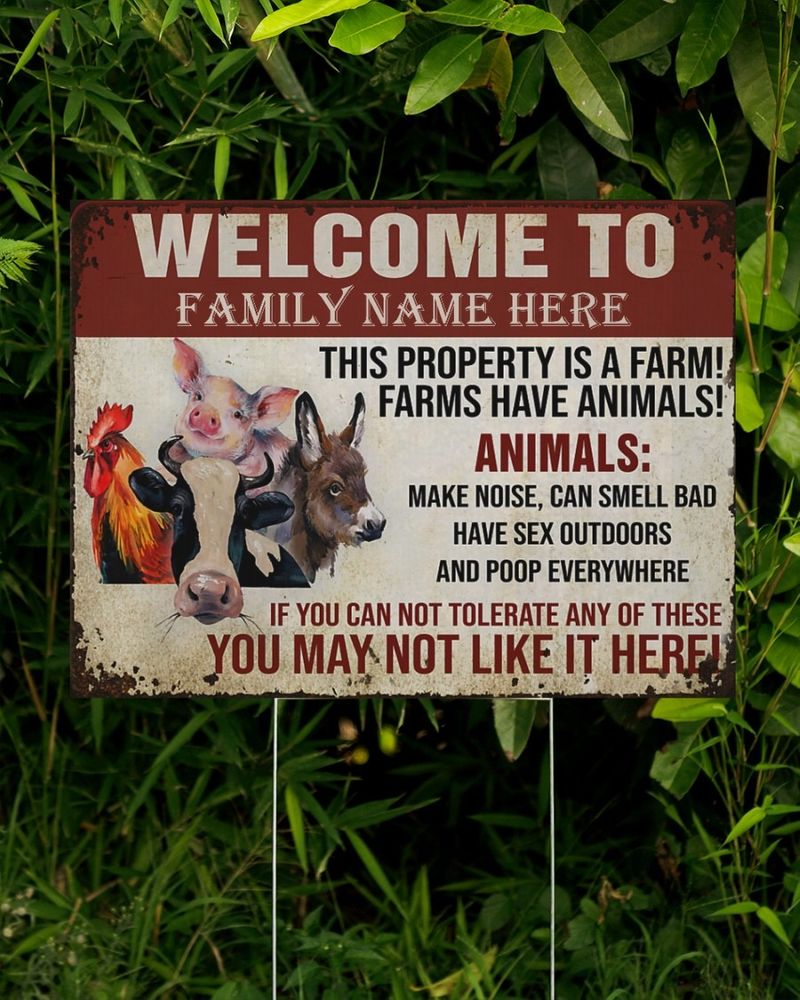 Welcome to this property is a farm custom name yard sign2
