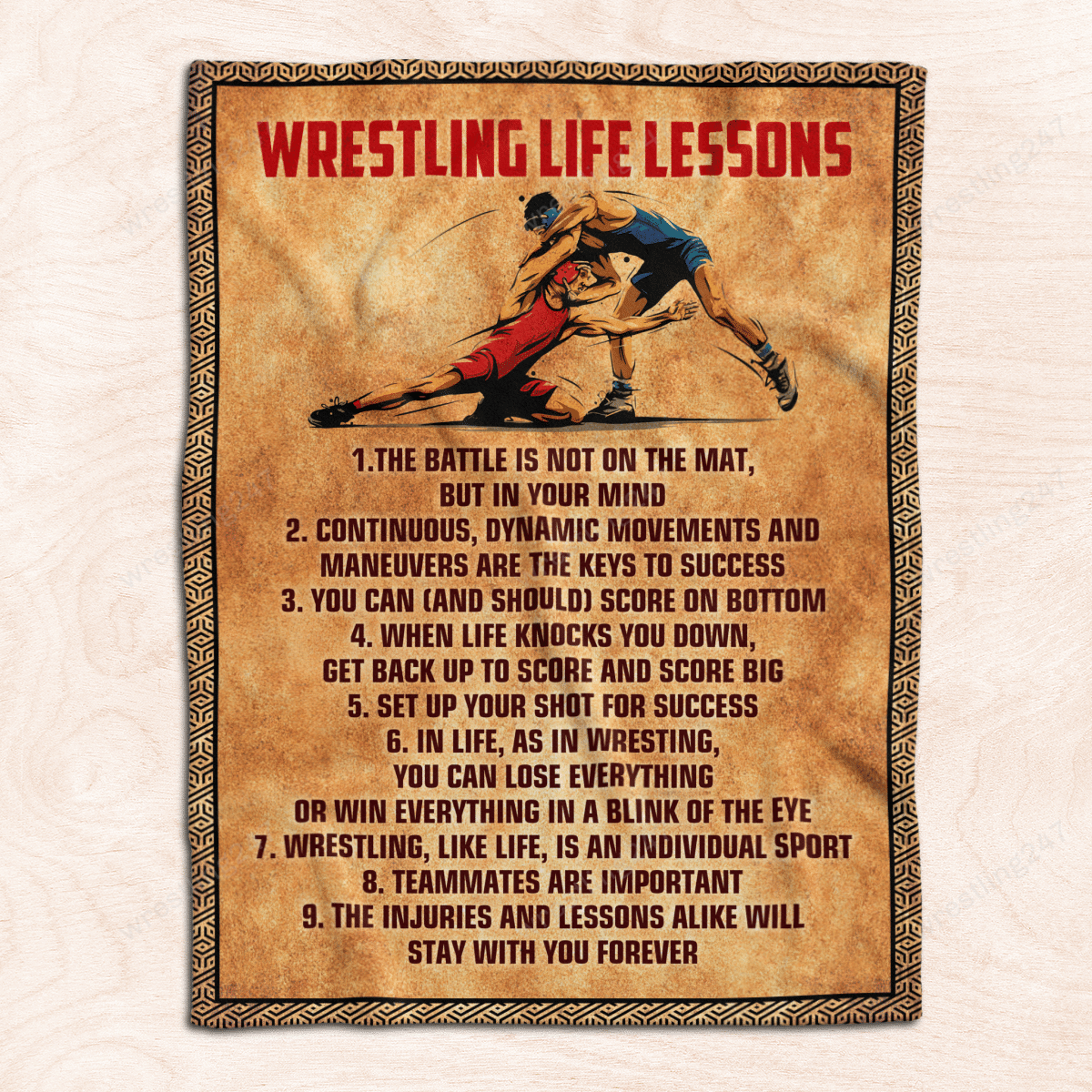 Wrestling life lessons fleece blanket 1