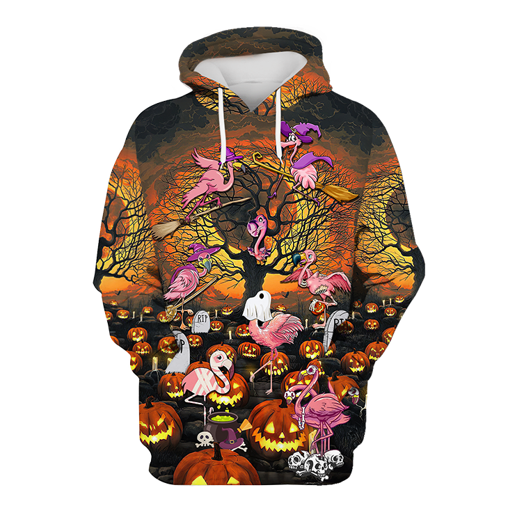 Famille Flamingo Pattern Halloween Hoodie And Shirt3