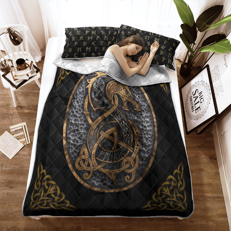 Fenrir Dragon Viking quilt bedding set 2