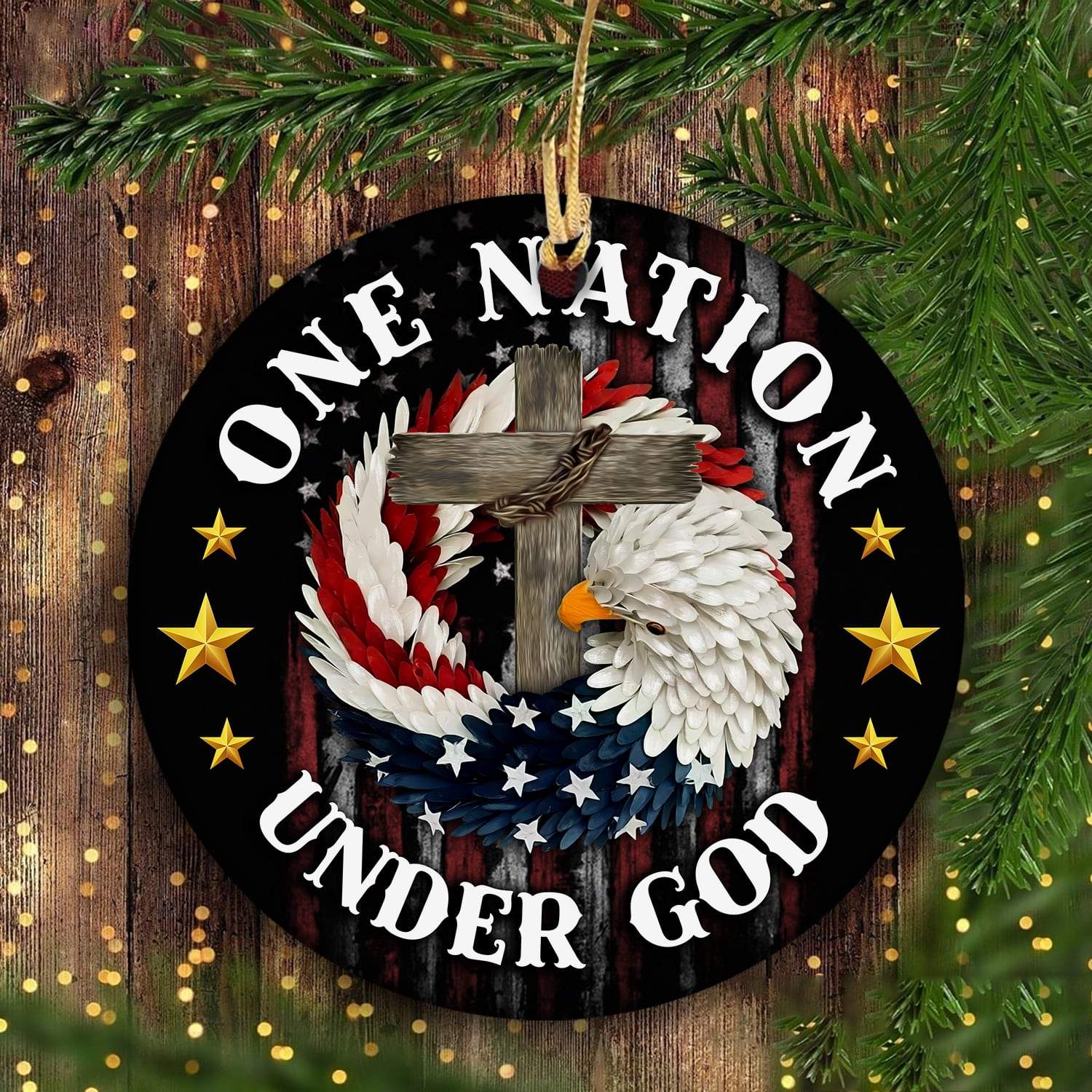 Jesus eagle one nation under God ornament