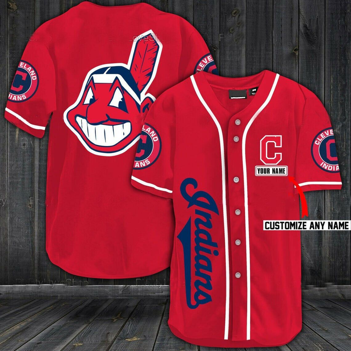 MLB Cleveland Indians personalized custom name Baseball Jersey Shirt 1
