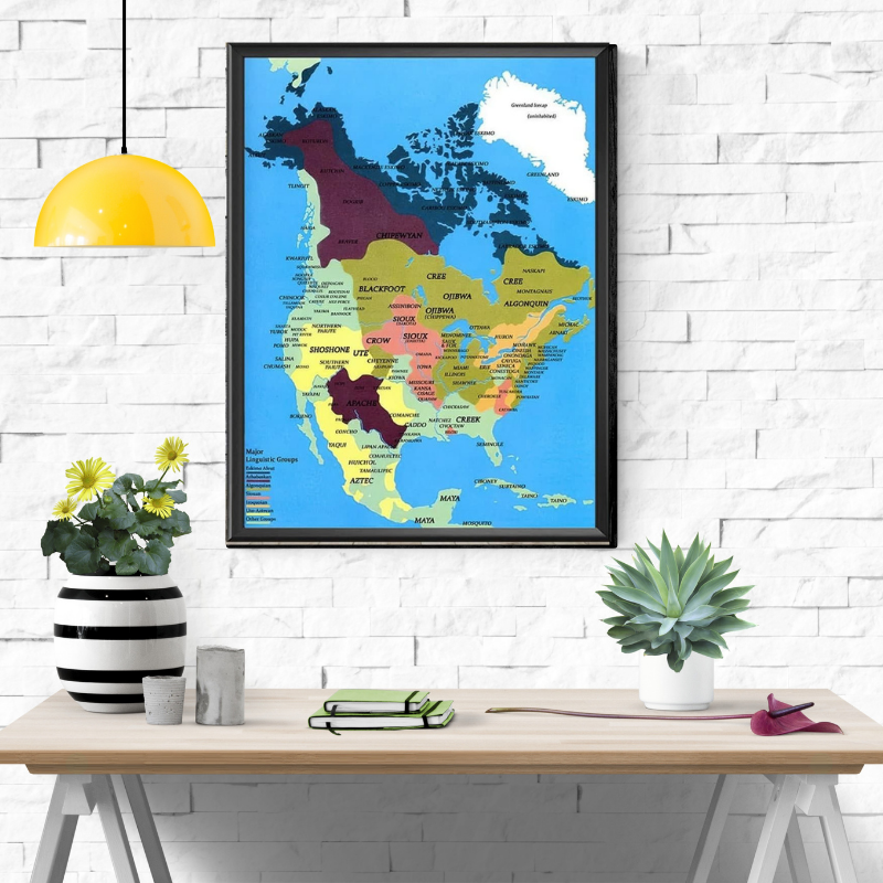 Native American tribes map poster