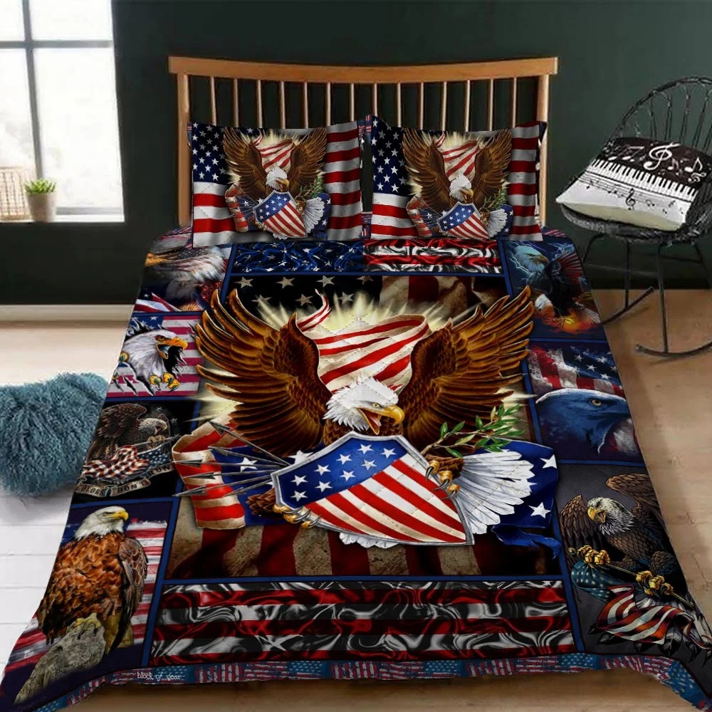 Patriotic Eagle Quilt Bedding Set 1