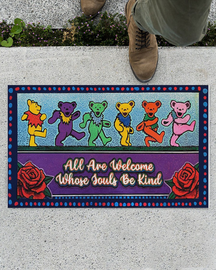 Pooh Grateful dead bears All are welcome who souls be kind doormat2