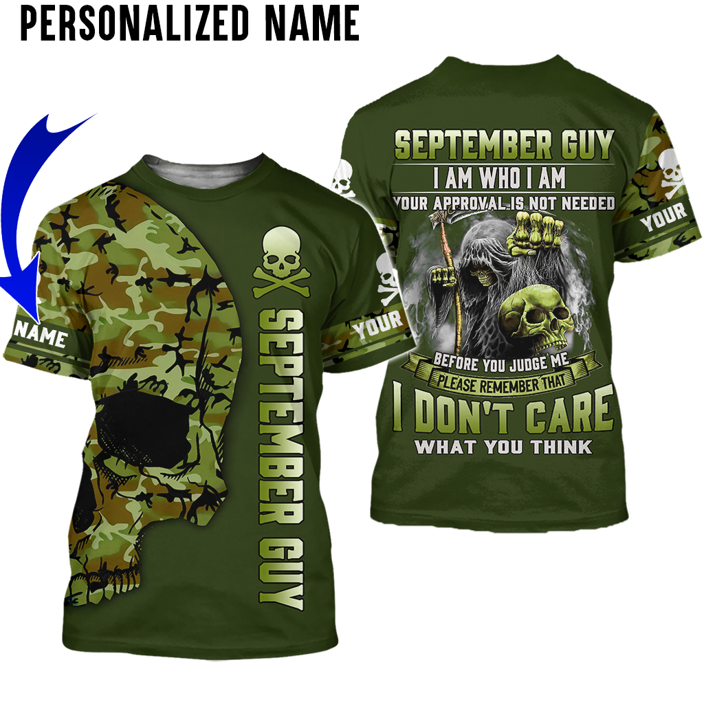 September skull Guy I am who I am custom name 3d hoodie and shirt 1