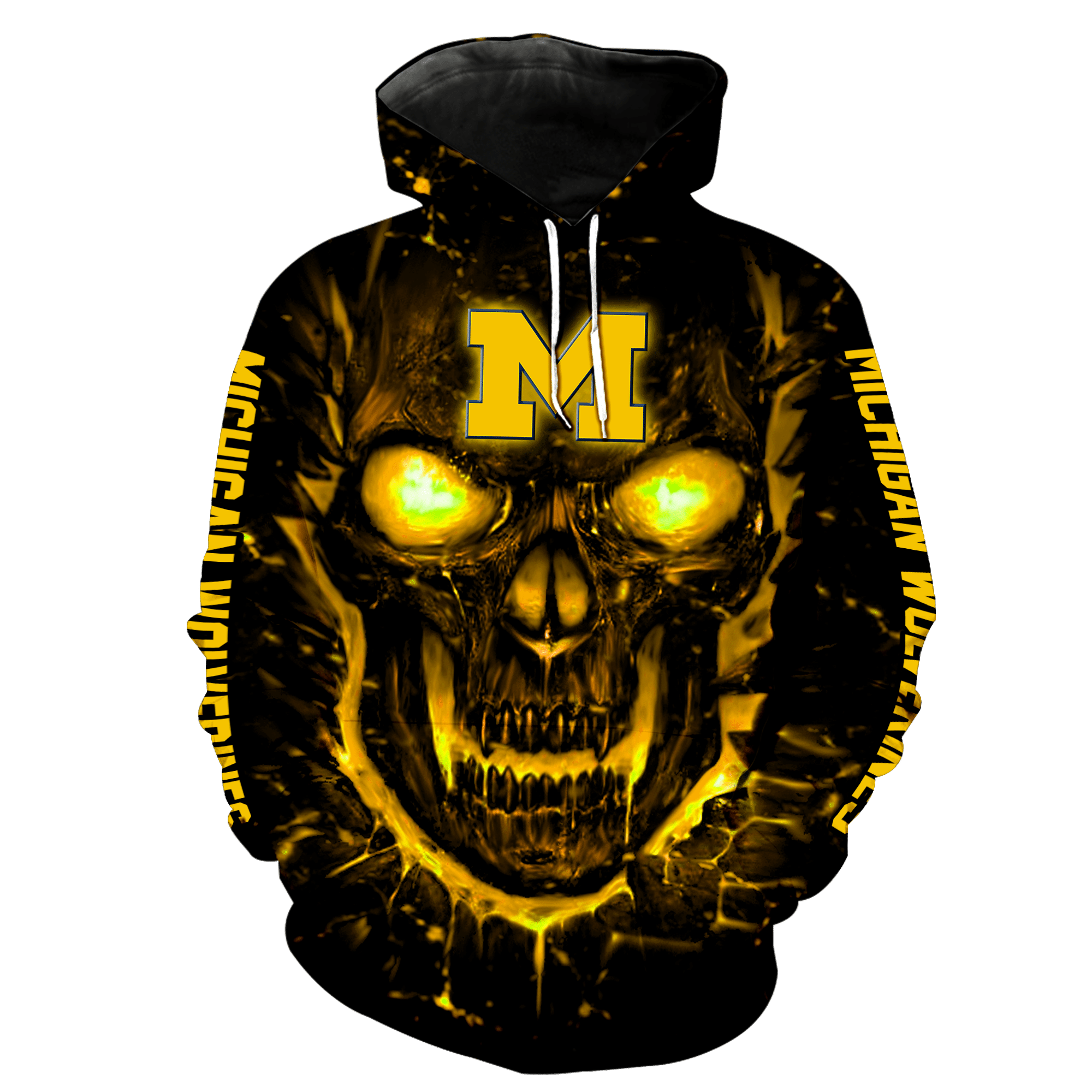 Skull Michigan Wolverines 3d all over print hoodie 1