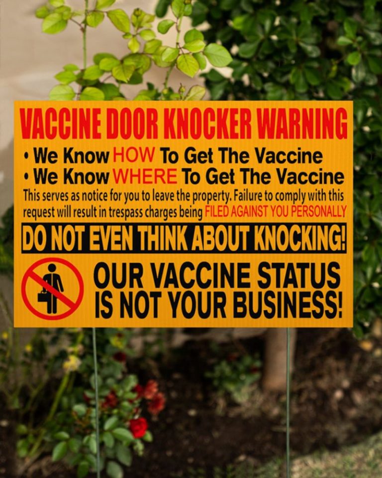 Vaccine door knocker warning yard sign 2