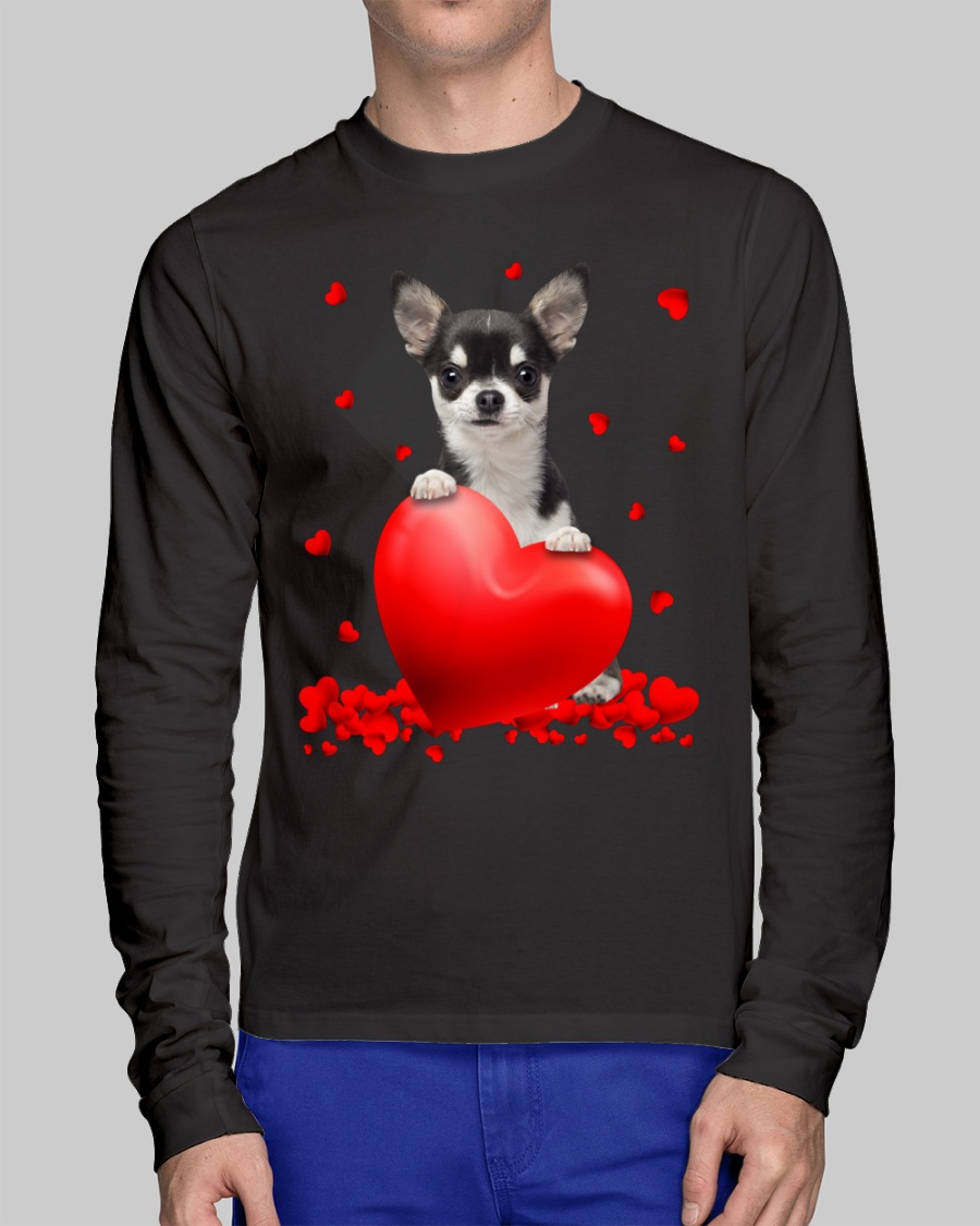 Black Chihuahua Valentine Hearts shirt hoodie 11