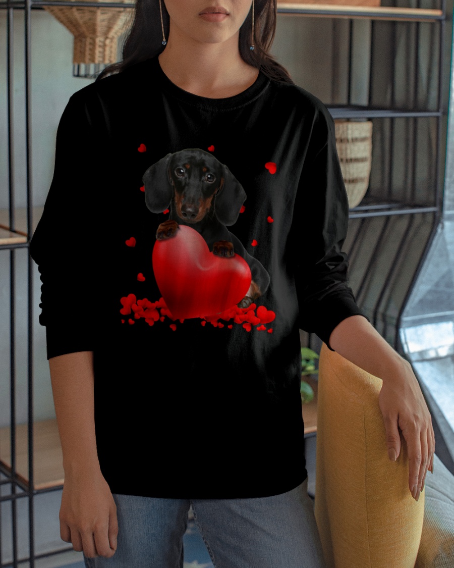 Black Dachshund Valentine Hearts shirt hoodie 11