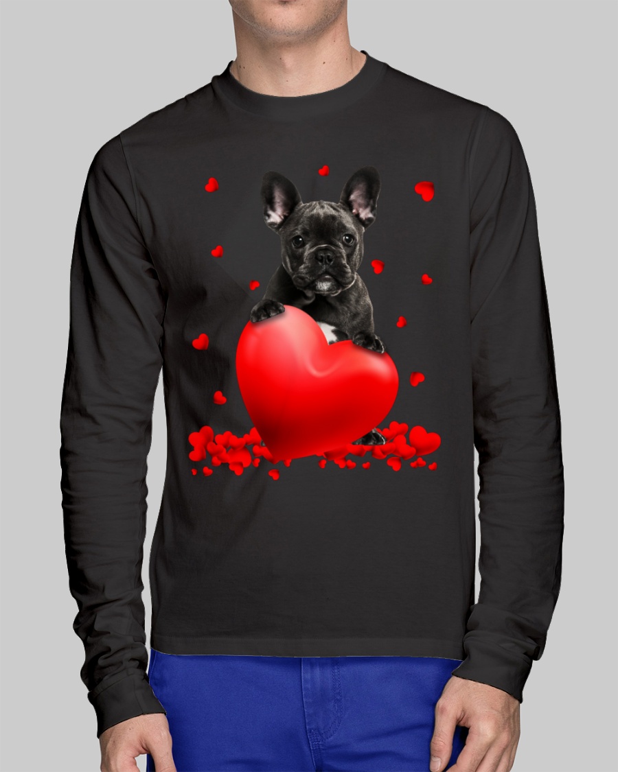 Black French Bulldog Valentine Hearts shirt hoodie 11