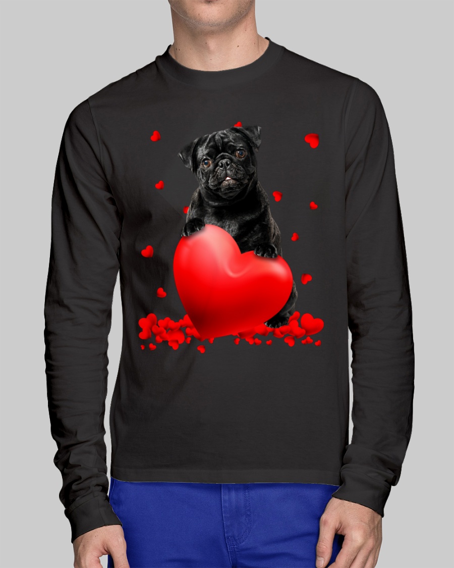 Black Pug Valentine Hearts shirt hoodie 11