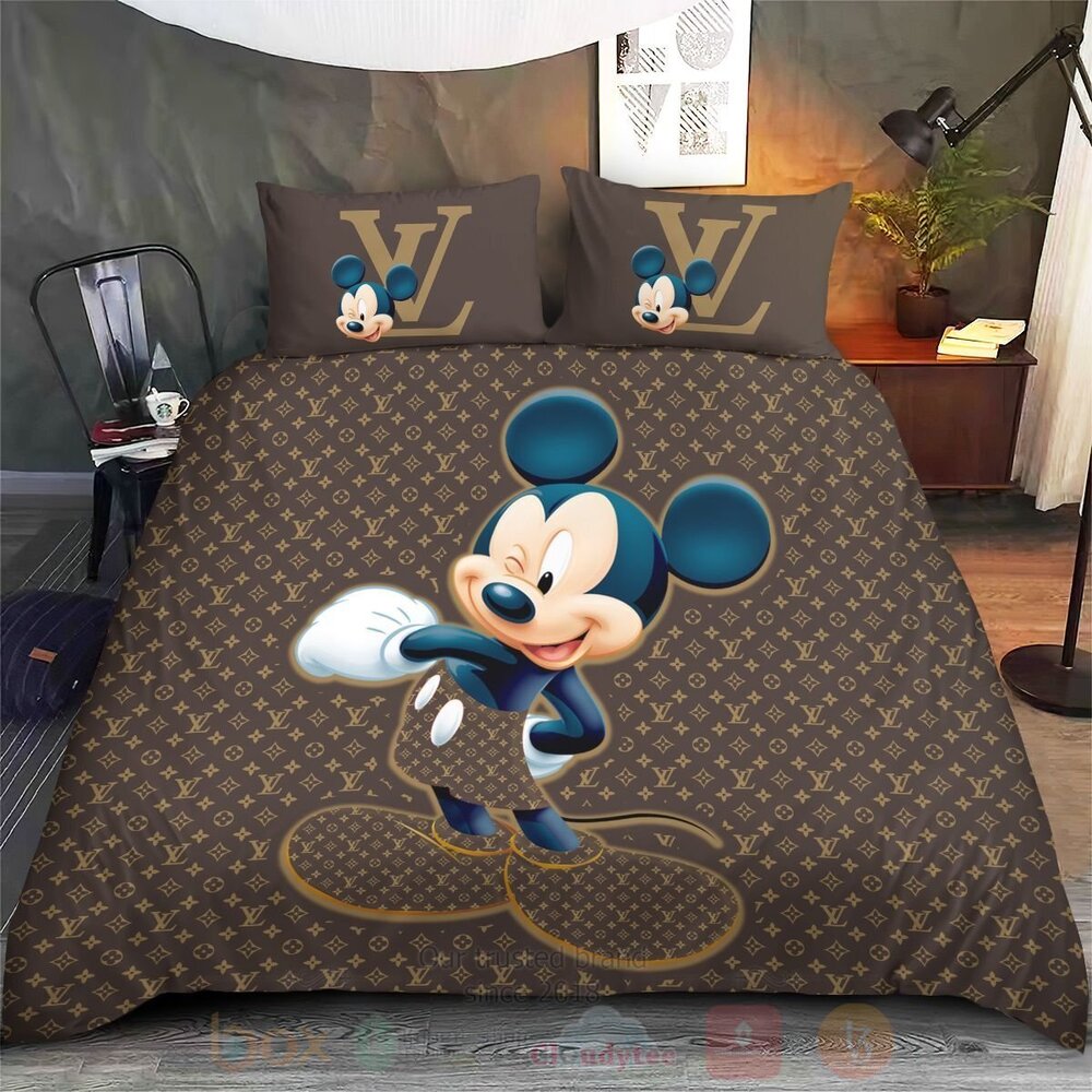 Disney Mickey Mouse Louis Vuitton Quilt Bedding Set