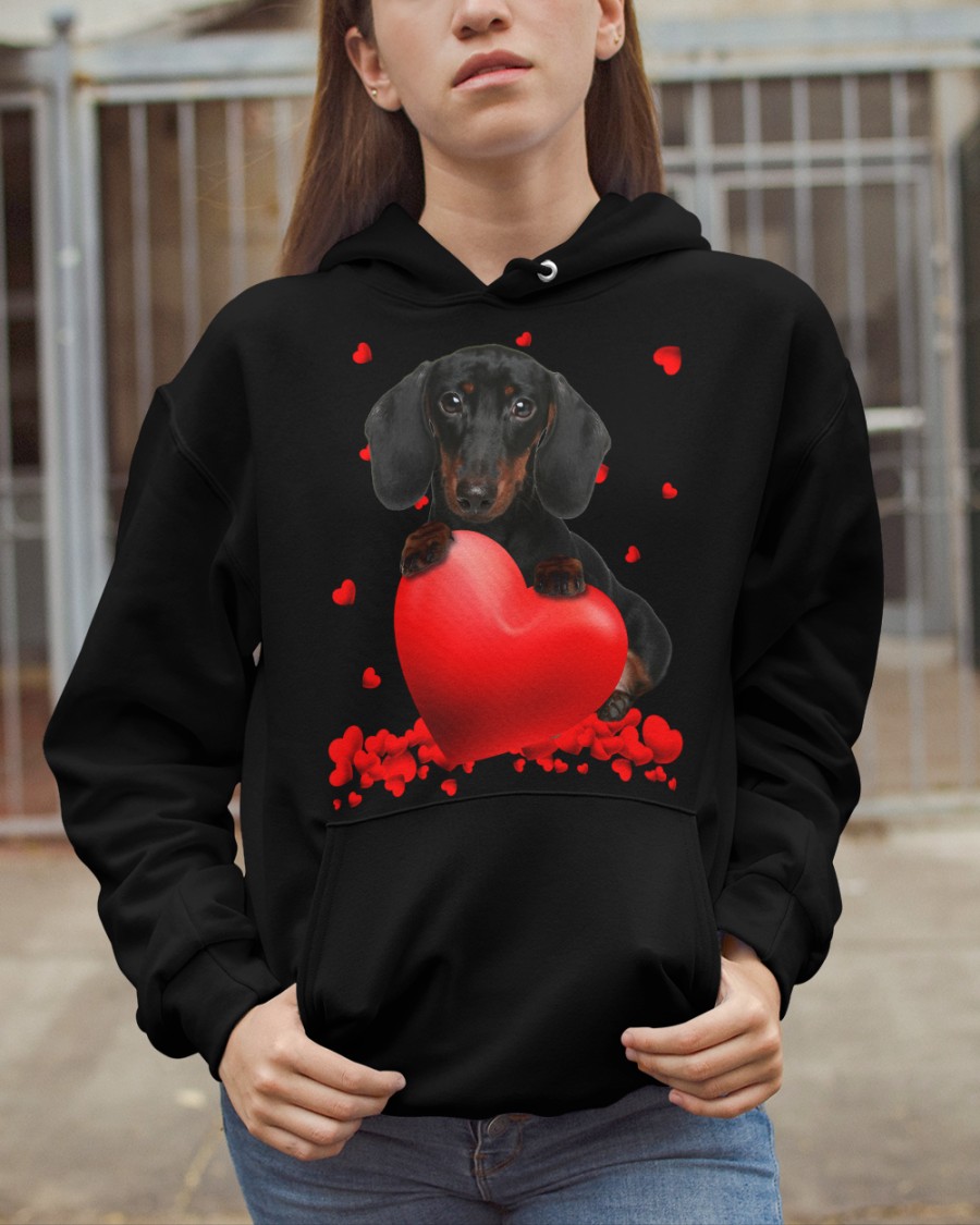 FVdLLlLc Black Dachshund Valentine Hearts shirt hoodie 4
