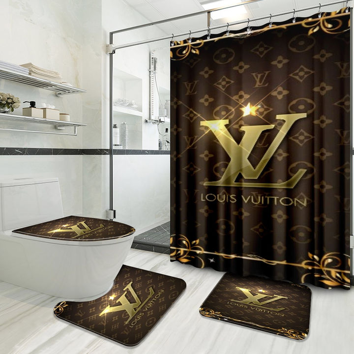 Louis Vuitton brown pattern bathroom curtains