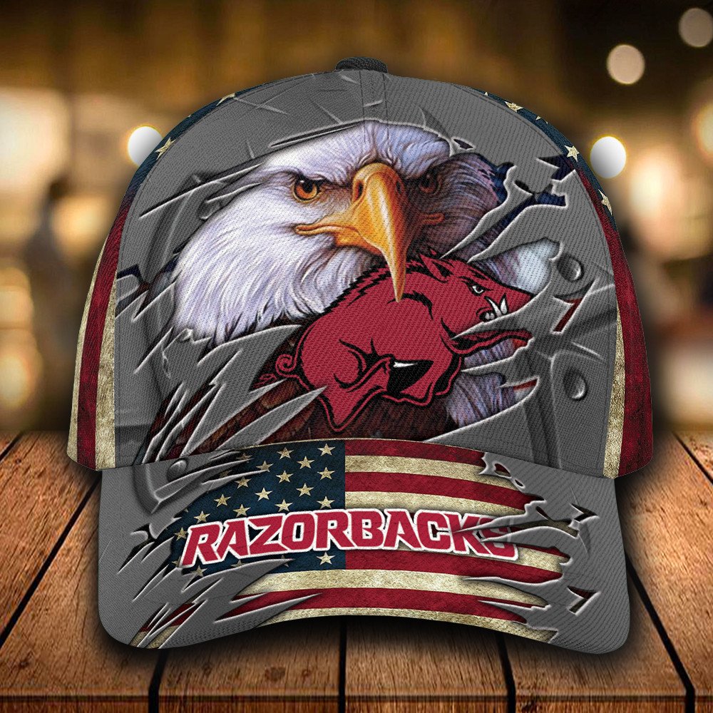 NCAA Arkansas Razorbacks 3D Personalized Custom Eagle Cap