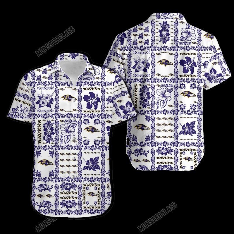 NFL Baltimore Ravens Hibiscus Hawaiian Shirt Short
