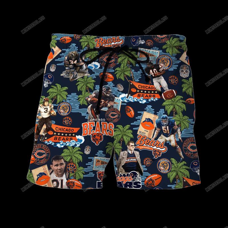 NFL Chicago Bears Tropical Island Hawaiian Shirt Short 1