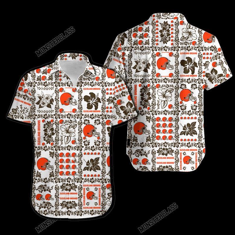 NFL Cleveland Browns Hibiscus Hawaiian Shirt Short