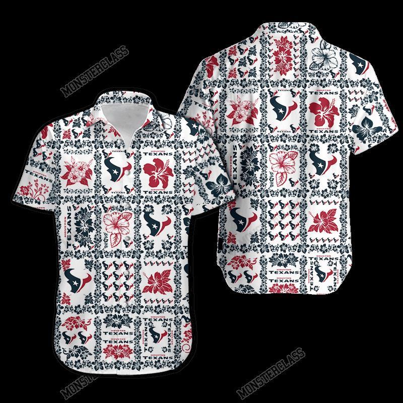 NFL Houston Texans Hibiscus Hawaiian Shirt Short