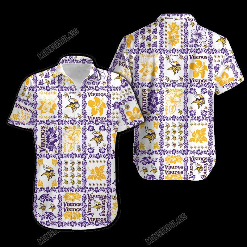 NFL Minnesota Vikings Hibiscus Hawaiian Shirt Short