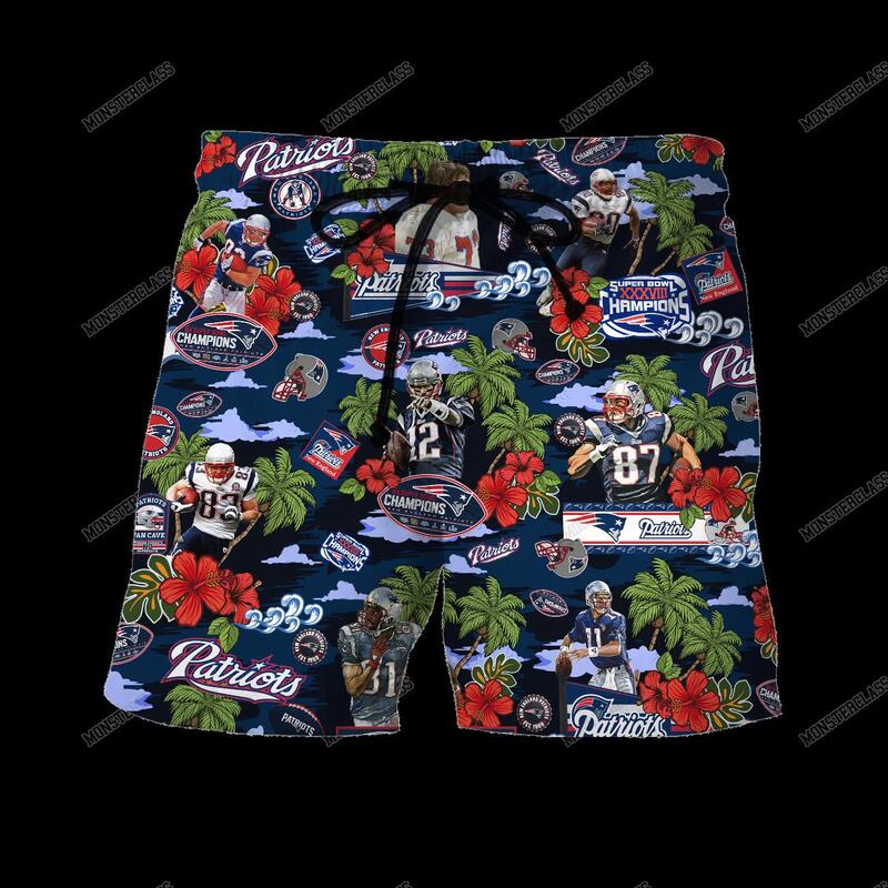 NFL New England Patriots Tropical Island Hawaiian Shirt Short 1