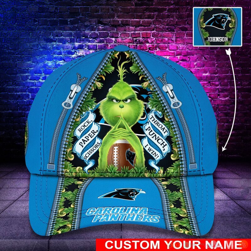 Personalized Grinch Carolina Panthers NFL Custom Cap