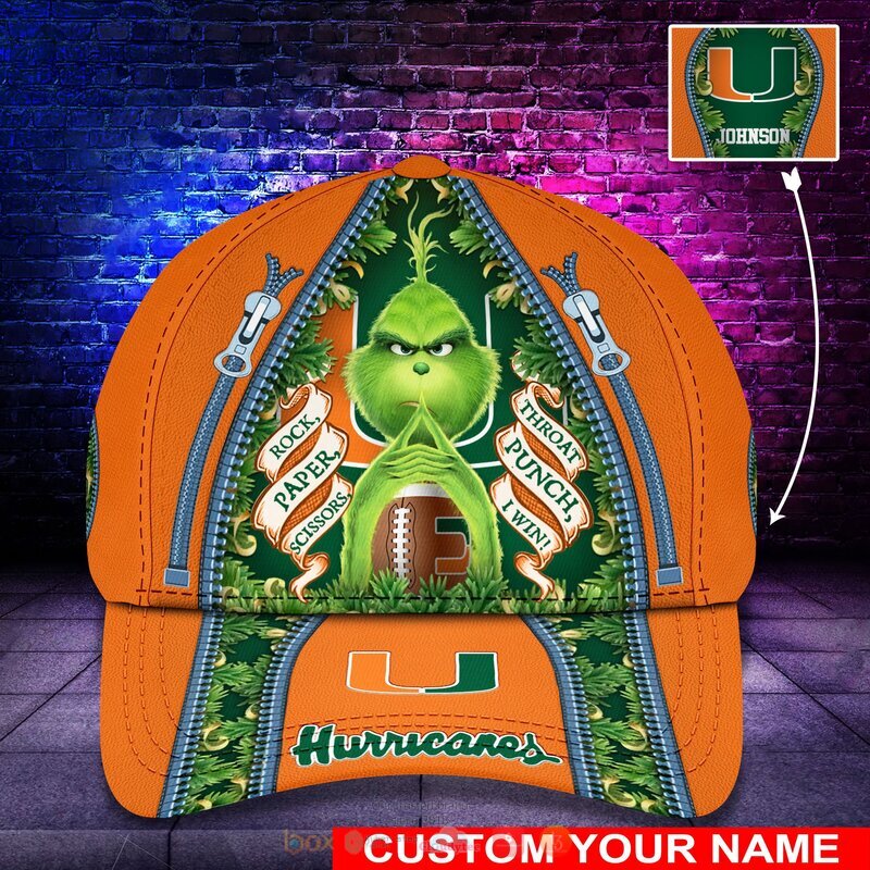 Personalized NCAA Miami Hurricanes The Grinch Cap