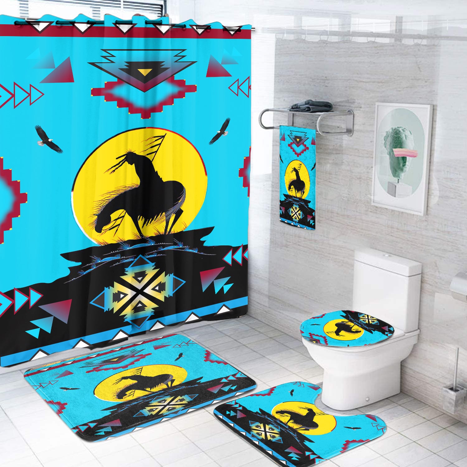 Trail Of Tear Native American Curtain Bathroom Set