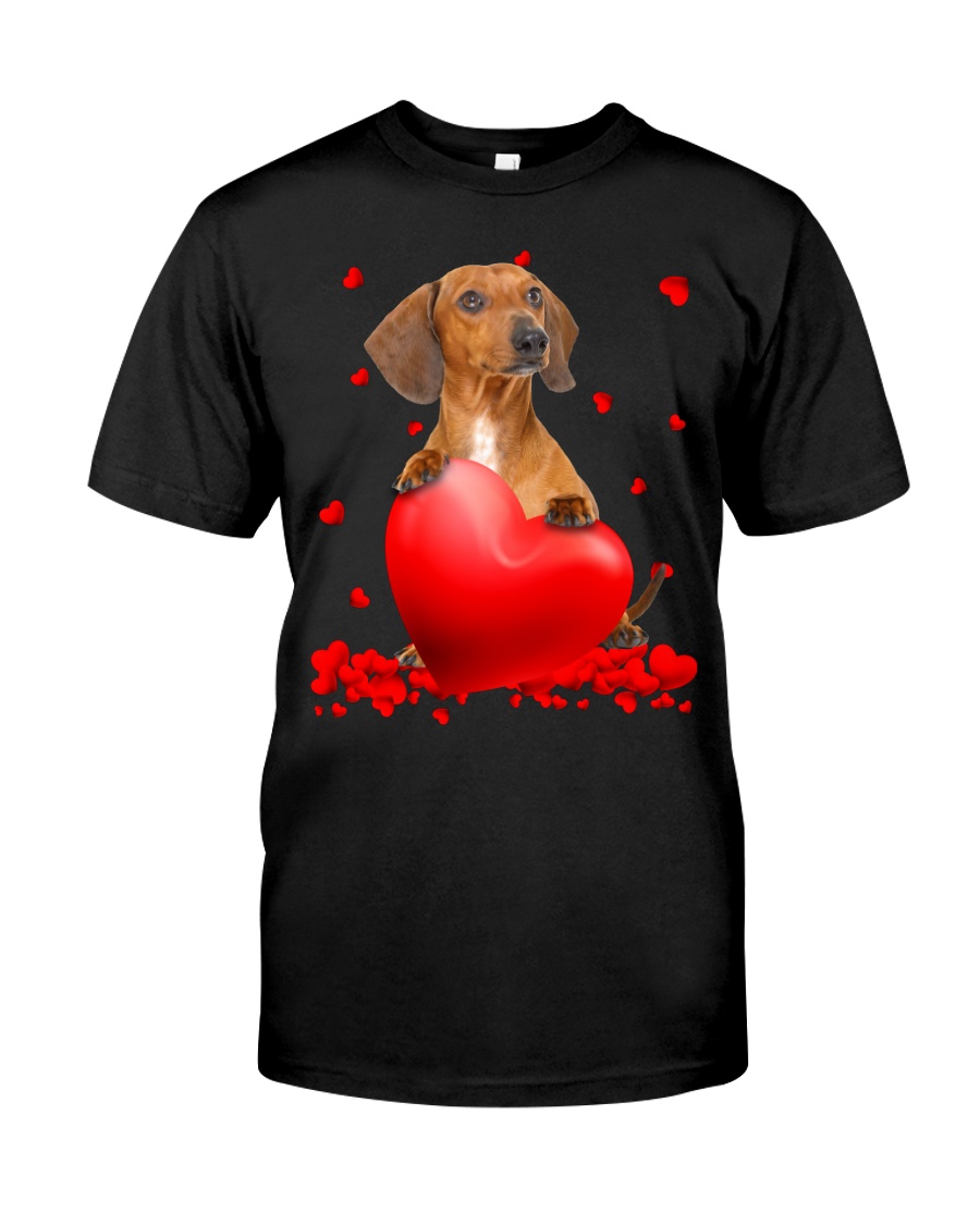 qheELM8J Red Dachshund Valentine Hearts shirt hoodie 1