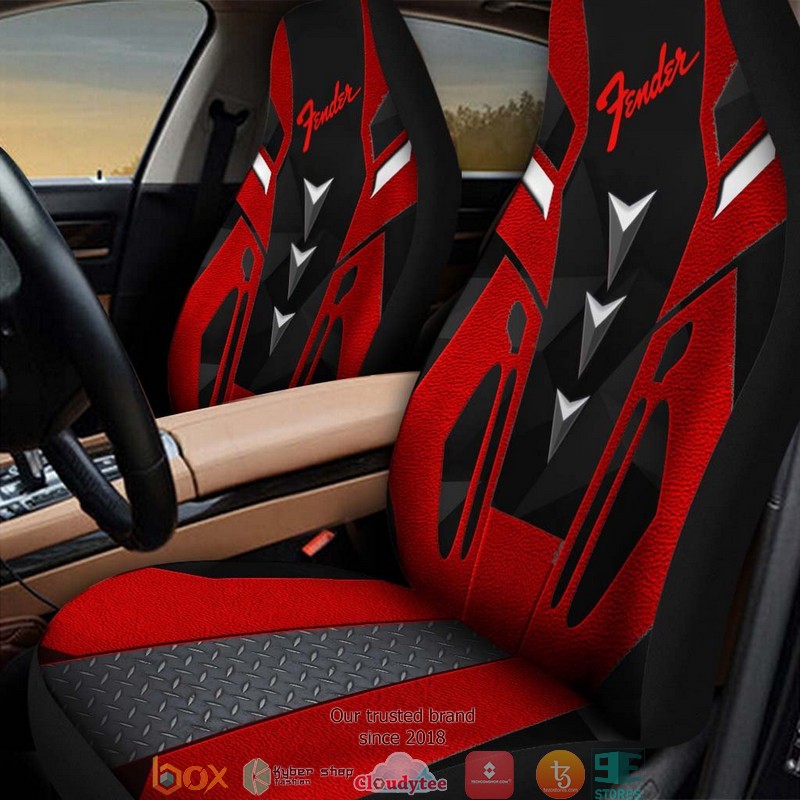 Fender Dark Red Black Car Seat Covers