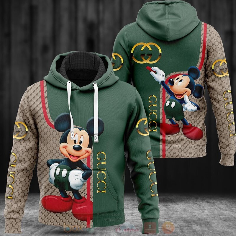 Gucci Mickey Mouse Green 3D Hoodie Shirt