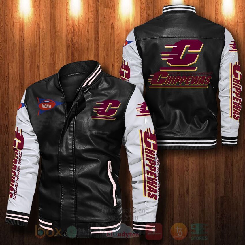 NCAA Central Michigan Chippewas Leather Bomber Jacket