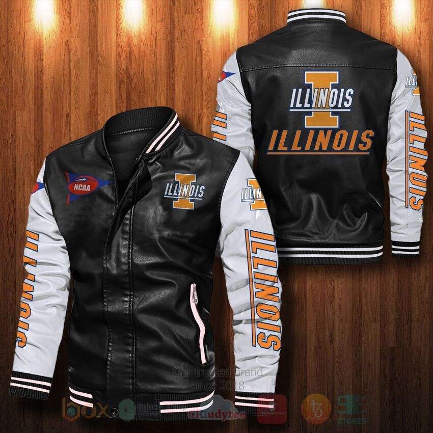 NCAA Illinois Fighting Illini Leather Bomber Jacket