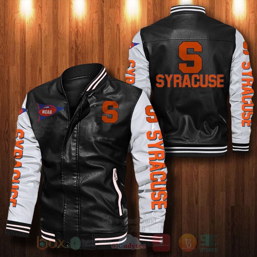 NCAA Syracuse Orange Leather Bomber Jacket