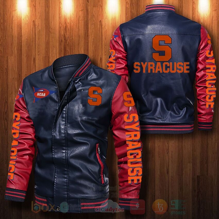 NCAA Syracuse Orange Leather Bomber Jacket 1 2 3