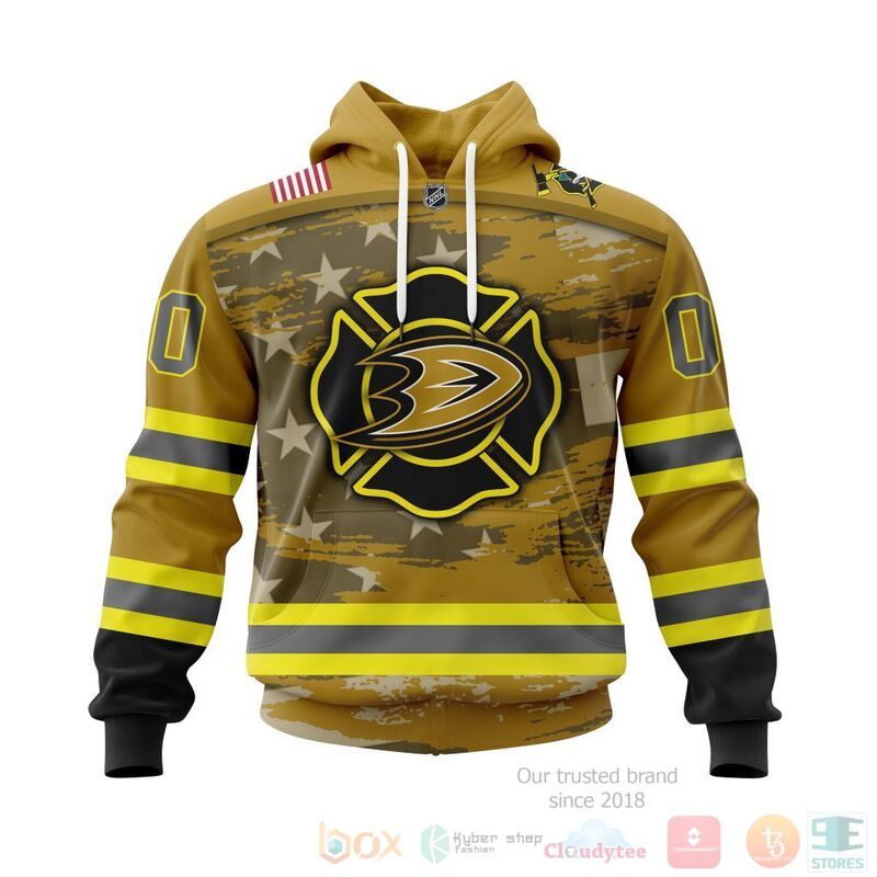 NHL Anaheim Ducks Honnor Firefighter Yellow 3D Hoodie Shirt