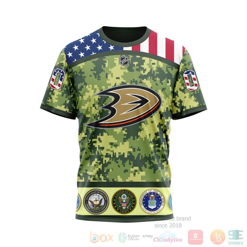 NHL Anaheim Ducks Honor Military With Green Camo Color 3D Hoodie Shirt 1 2 3