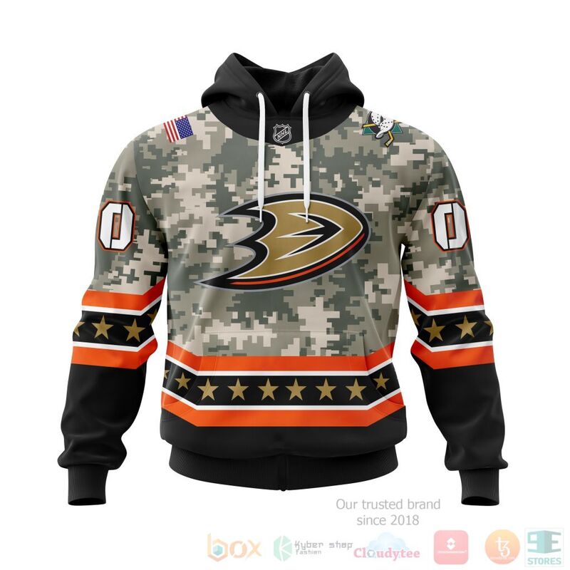 NHL Anaheim Ducks Honor Military With White Camo Color 3D Hoodie Shirt