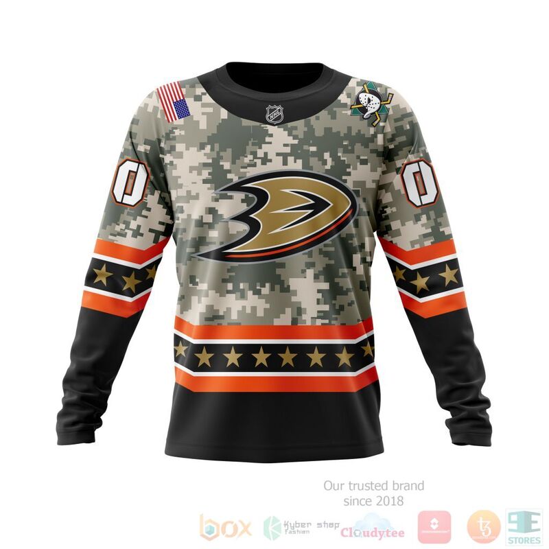 NHL Anaheim Ducks Honor Military With White Camo Color 3D Hoodie Shirt 1 2