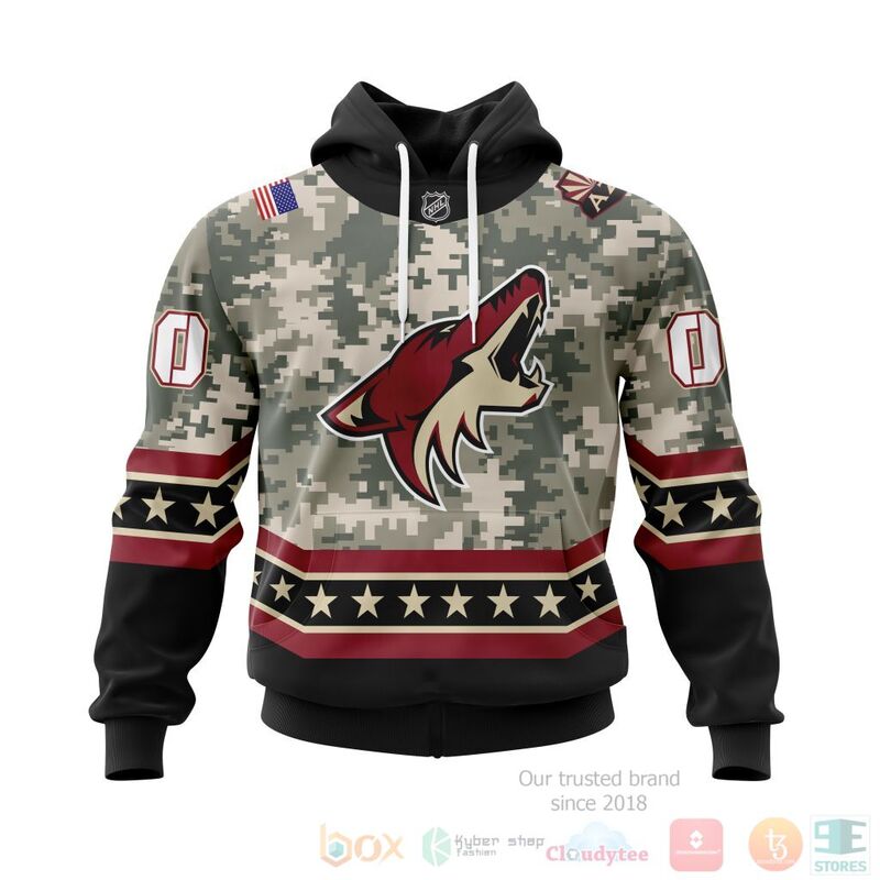 NHL Arizona Coyotes Honor Military With White Camo Color 3D Hoodie Shirt