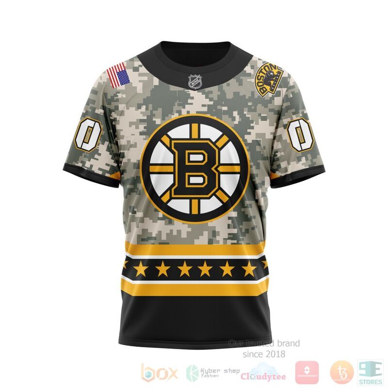 NHL Boston Bruins Honor Military With White Camo Color 3D Hoodie Shirt 1 2 3